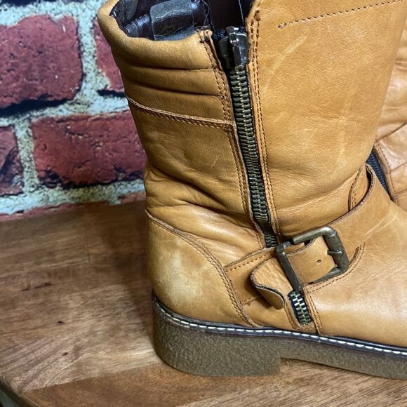 The Flexx Tan Aged Leather Moto Boots Size EU 37 - US 6 - Picture 3 of 8